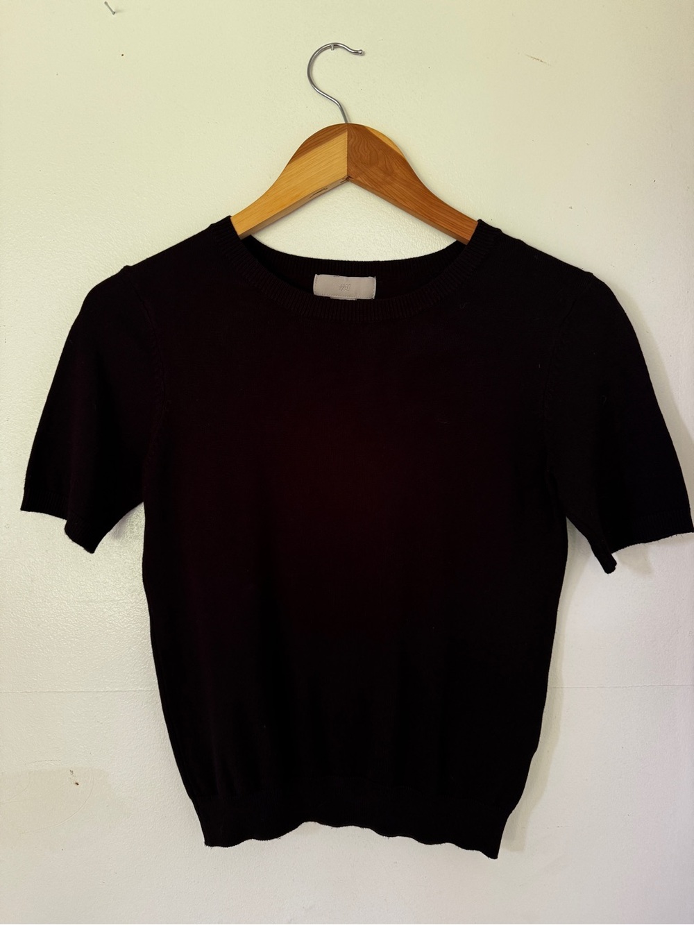 Black Short-Sleeve Knit Crew Top
